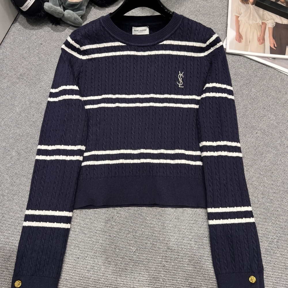 Saint Laurent Navy Striped Sweater